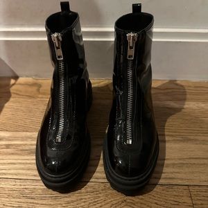 Schutz Patent Leather Lug Sole Boots
